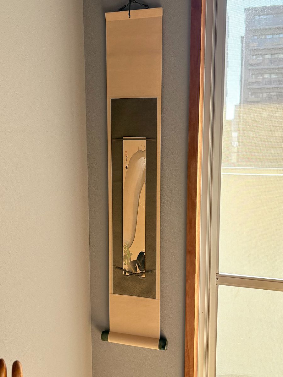 シンプルな掛軸 壁掛けアート 、絹本手描き短冊 小さいサイズ product image (1)