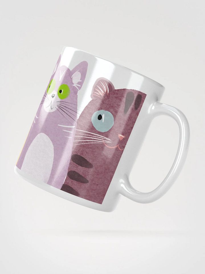 Funny Cartoon Cats White Glossy Mug product image (2)