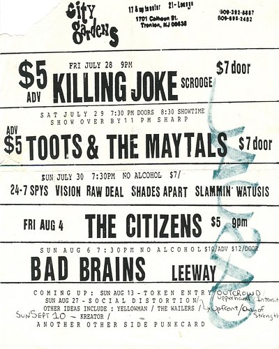 Killing Joke, Bad Brains, City Gardens!!!

#cultpunk #postpunk #hardcore #badbrains #killingjoke #citygardens