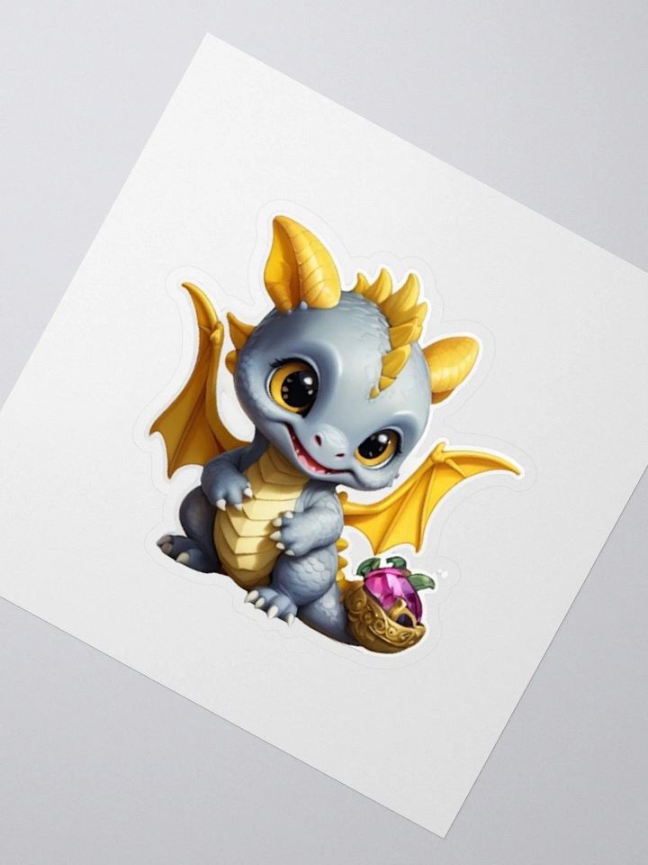 Cute Gray and Yellow Baby Dragon Sticker product image (5)
