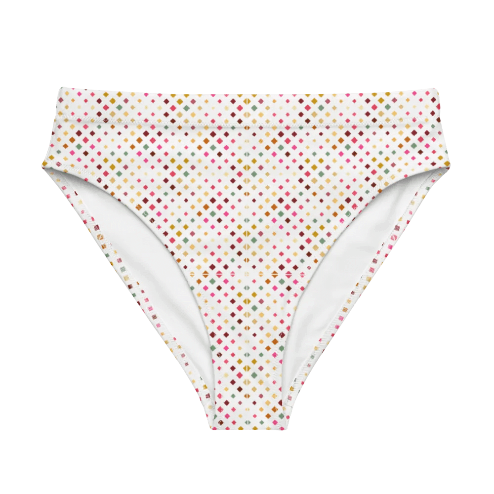 Colorful Square Pattern Design High Waist Bikini Bottom - V4 product image (6)