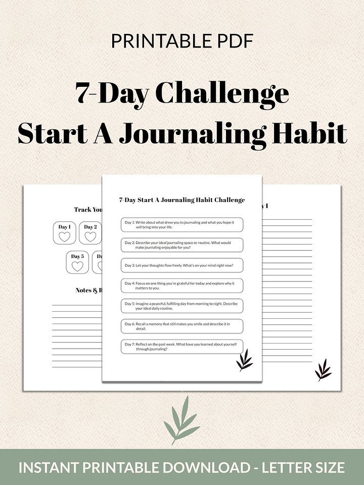 7-Day Start A Journaling Habit Challenge Printable product image (2)