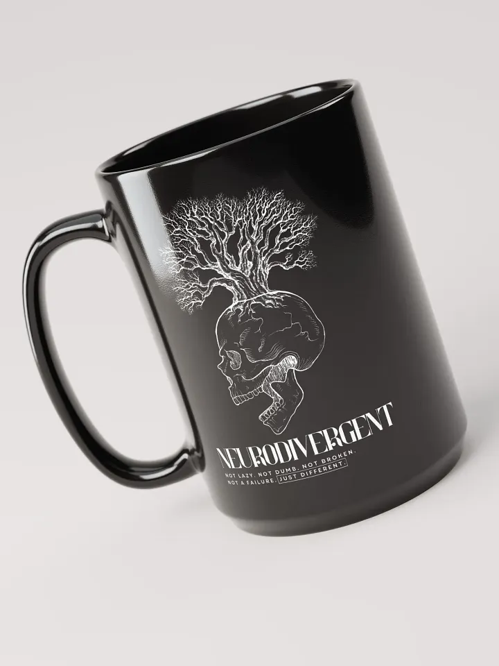 NEURODIVERGENT SKULL black glossy mug product image (1)