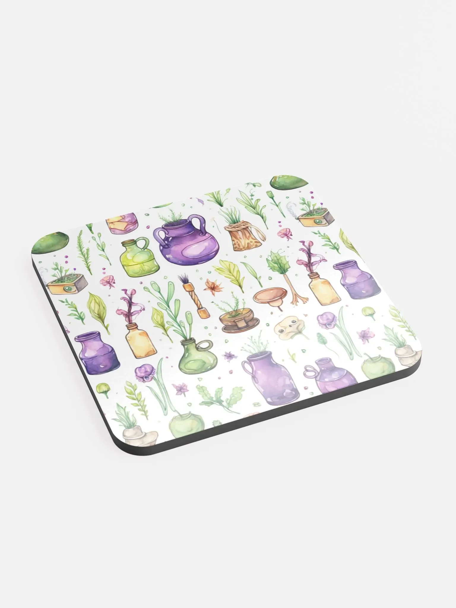 Glossed Cork Coaster 🟩 🔶 🟪 Fascinating Watercolor Pattern - Motif 3 product image (2)