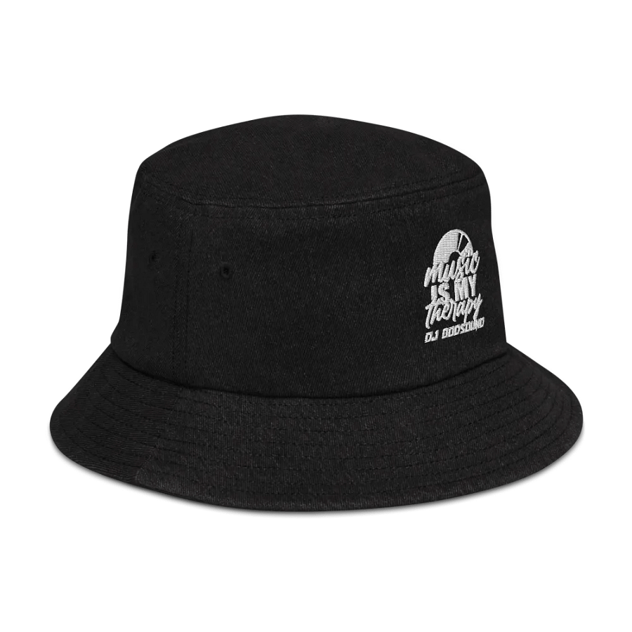 The Must Have DJ GodSOUND "Music Is My Therapy" Denim Bucket Hat in Black! product image (3)