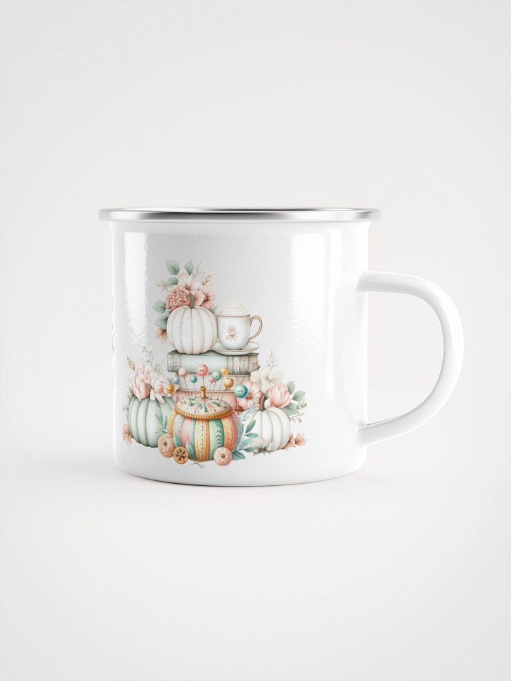 Autumn Pins Patterns Purrs Coffee Enamel Mug product image (1)