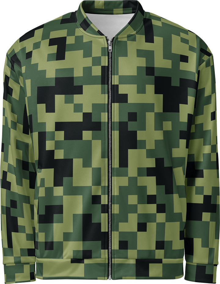 Military Green Camouflage Pixels Camo Pattern Unisex Bomber Jacket product image (1)
