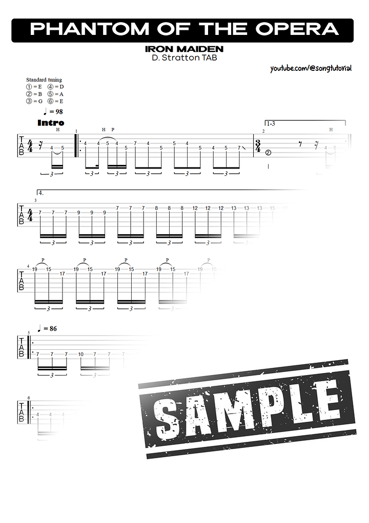 Phantom of the Opera PDF TAB + Backing Track MP3 product image (2)