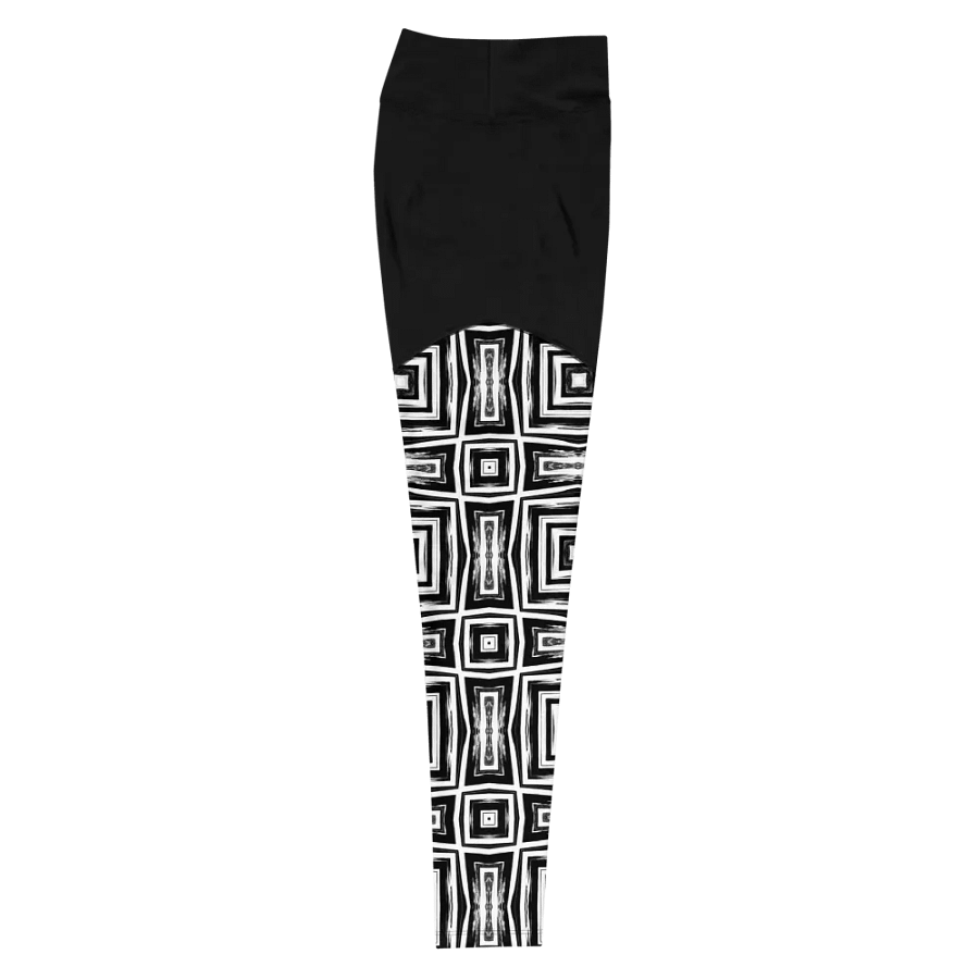 Abstract Monochrome Repeating Pattern Women's Sports Leggings product image (12)
