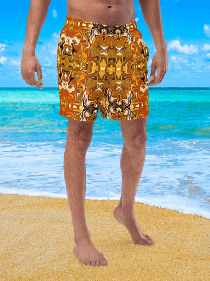Symmetrical Splendor Brown African Inspired Design Swim Trunks product image (1)