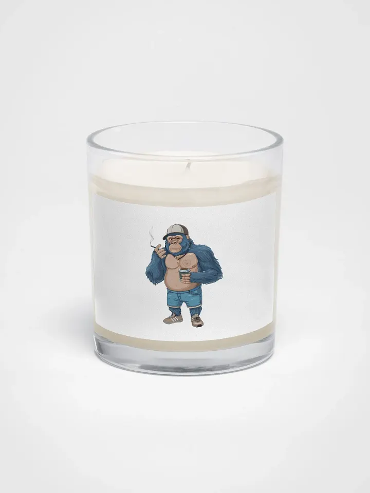 Blue Gorilla Soy Wax Candle In A Clear Glass Jar product image (1)