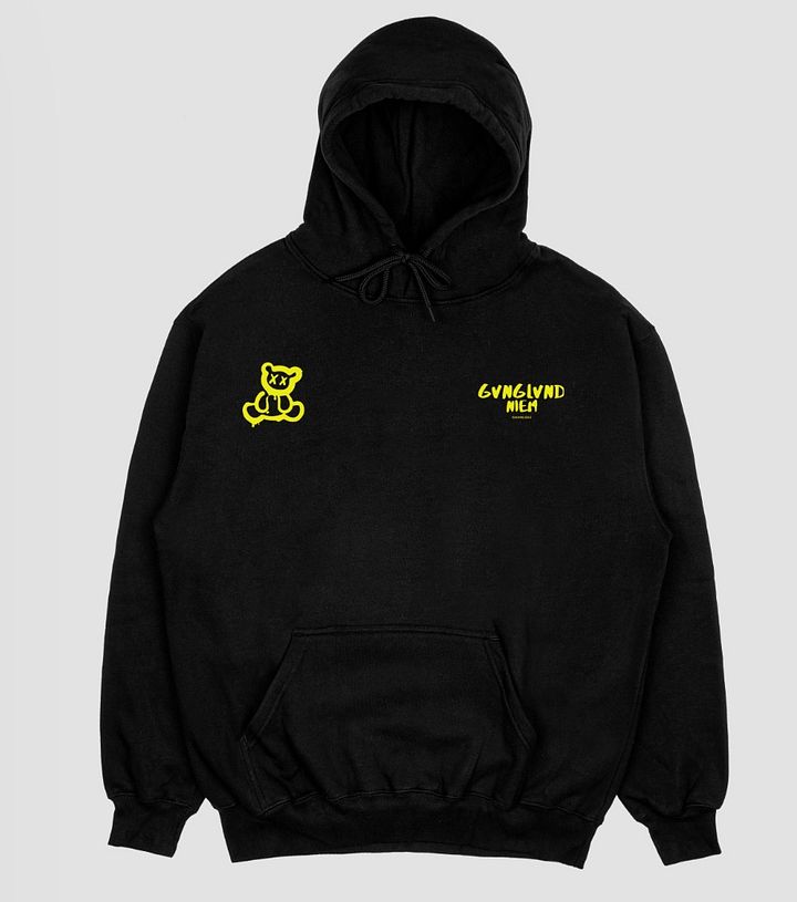 Gvnglvnd bear hoodie (colorway black/yellow) product image (1)