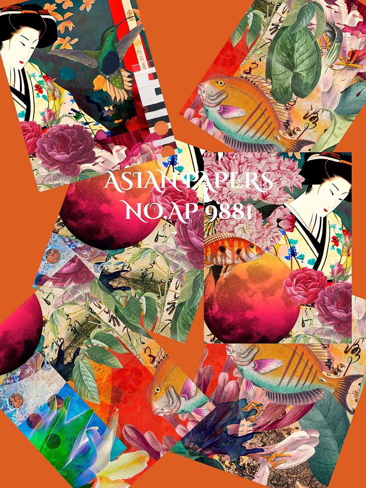 Set of 6 Asian Papers No.9881 product image (1)