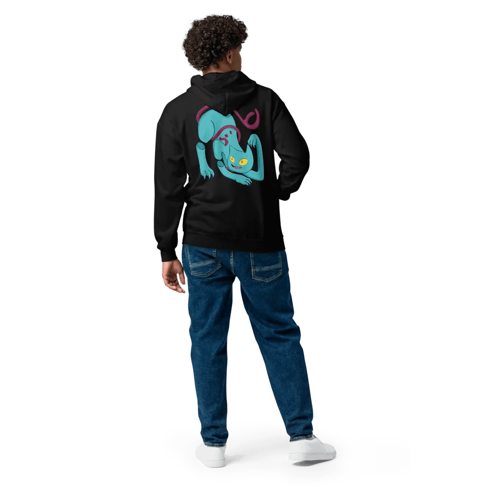 Demon Cat With Text on the Front Classic Zip Hoodie Multicolor product image (7)