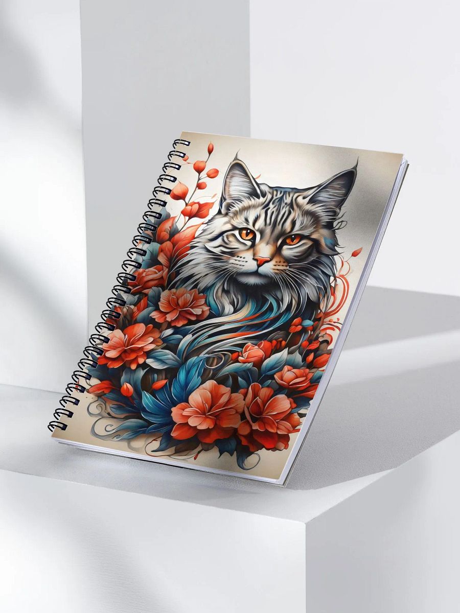 Cat with Fiery Florals Spiral Notebook product image (3)