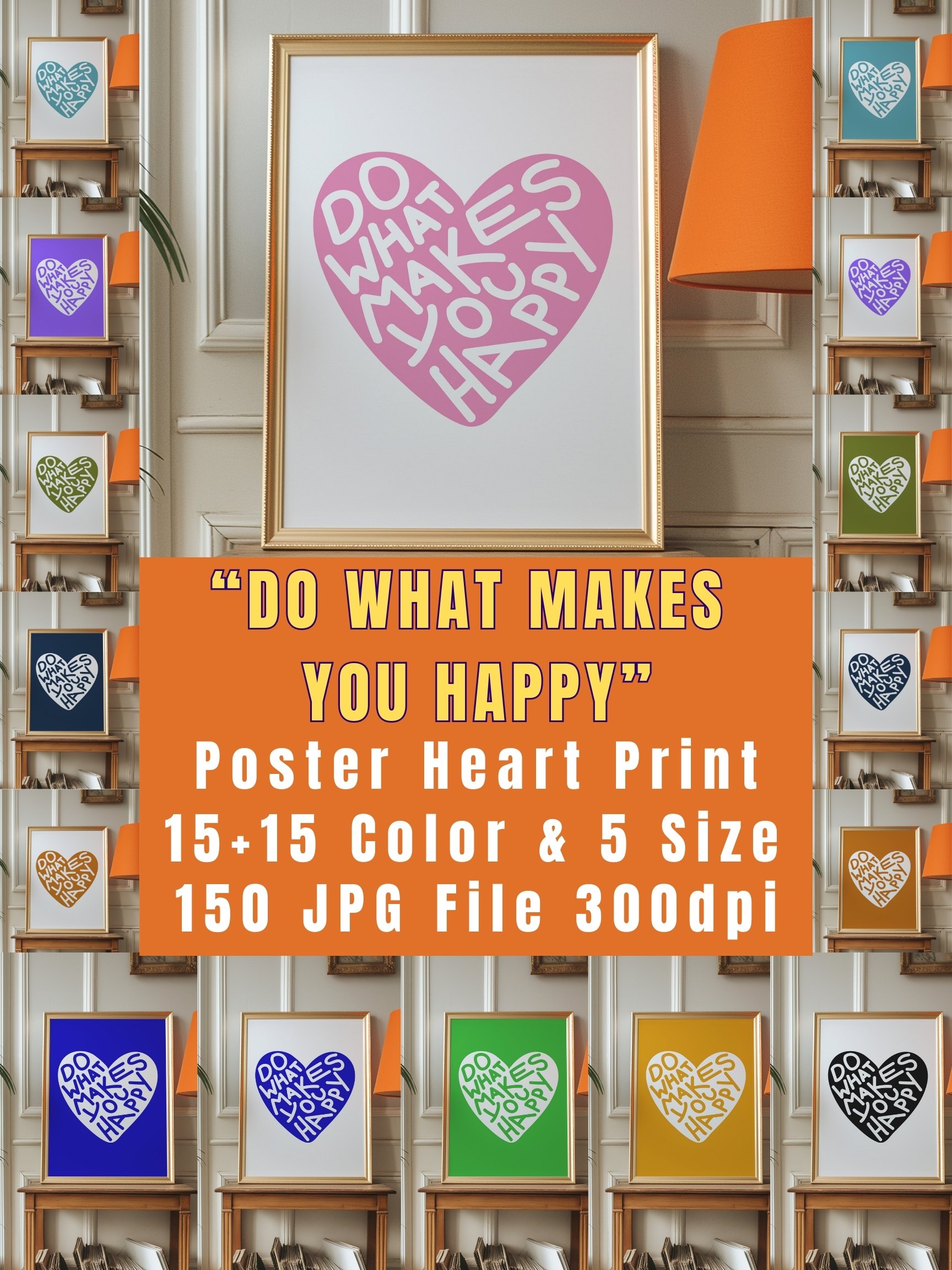 Heart Wall Art Multicolor and White Posters Trendy Wall Prints product image (1)