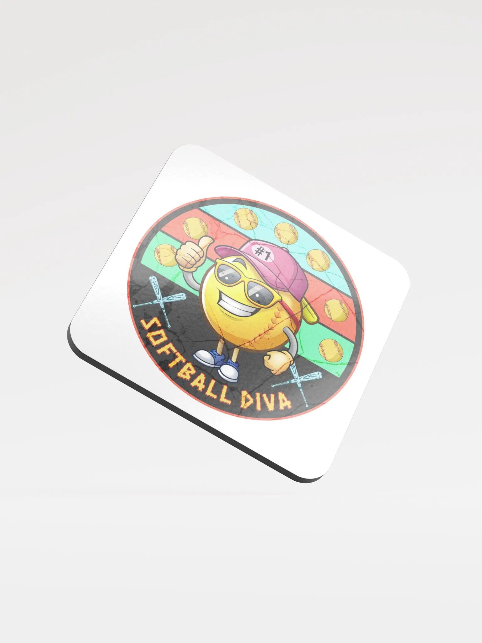 Softball Diva Thumbs-Up Cork Coaster product image (2)