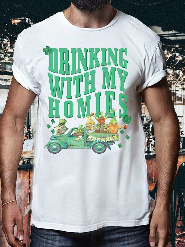 St Patricks Day Drinking With My Homies Gnomes St Pattys Day Irish T-Shirt product image (2)