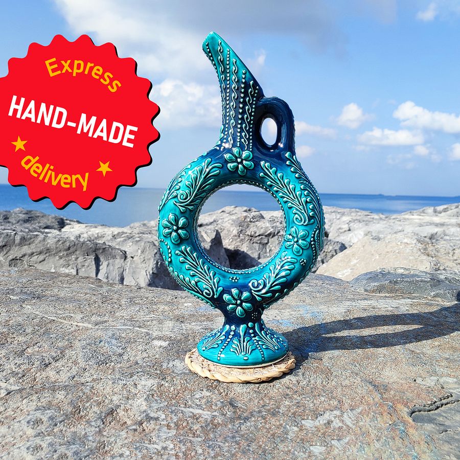 Handcrafted Ceramic Jug/decanter, Turkish style, Hittite wine jar – Unique Artisanal Pitcher for Rustic Home Decor product image (3)