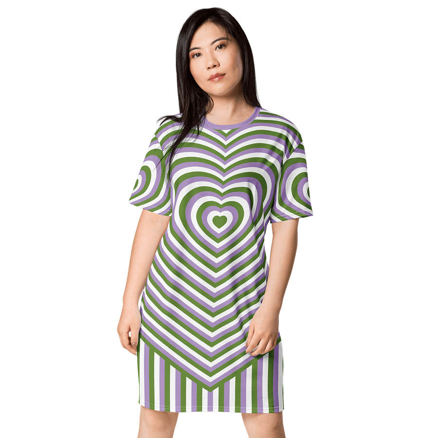 Genderqueer Pride Hearts T-shirt Dress product image (1)