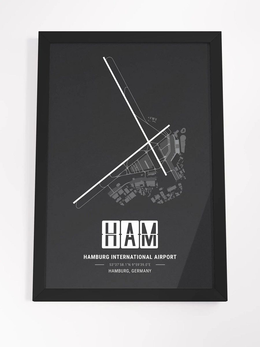 Framed Airport HAM Premium Map On Matt Paper product image (4)