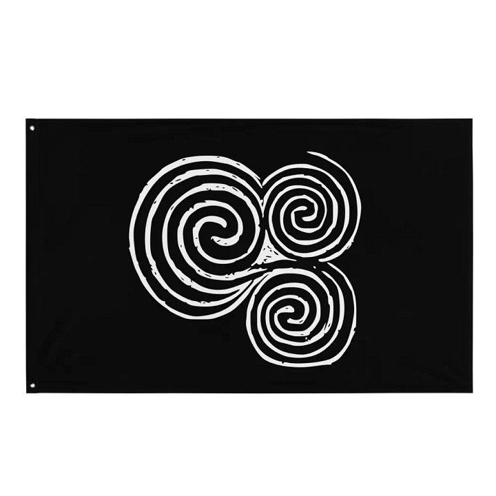 Newgrange Triple Spiral Flag in Black product image (1)