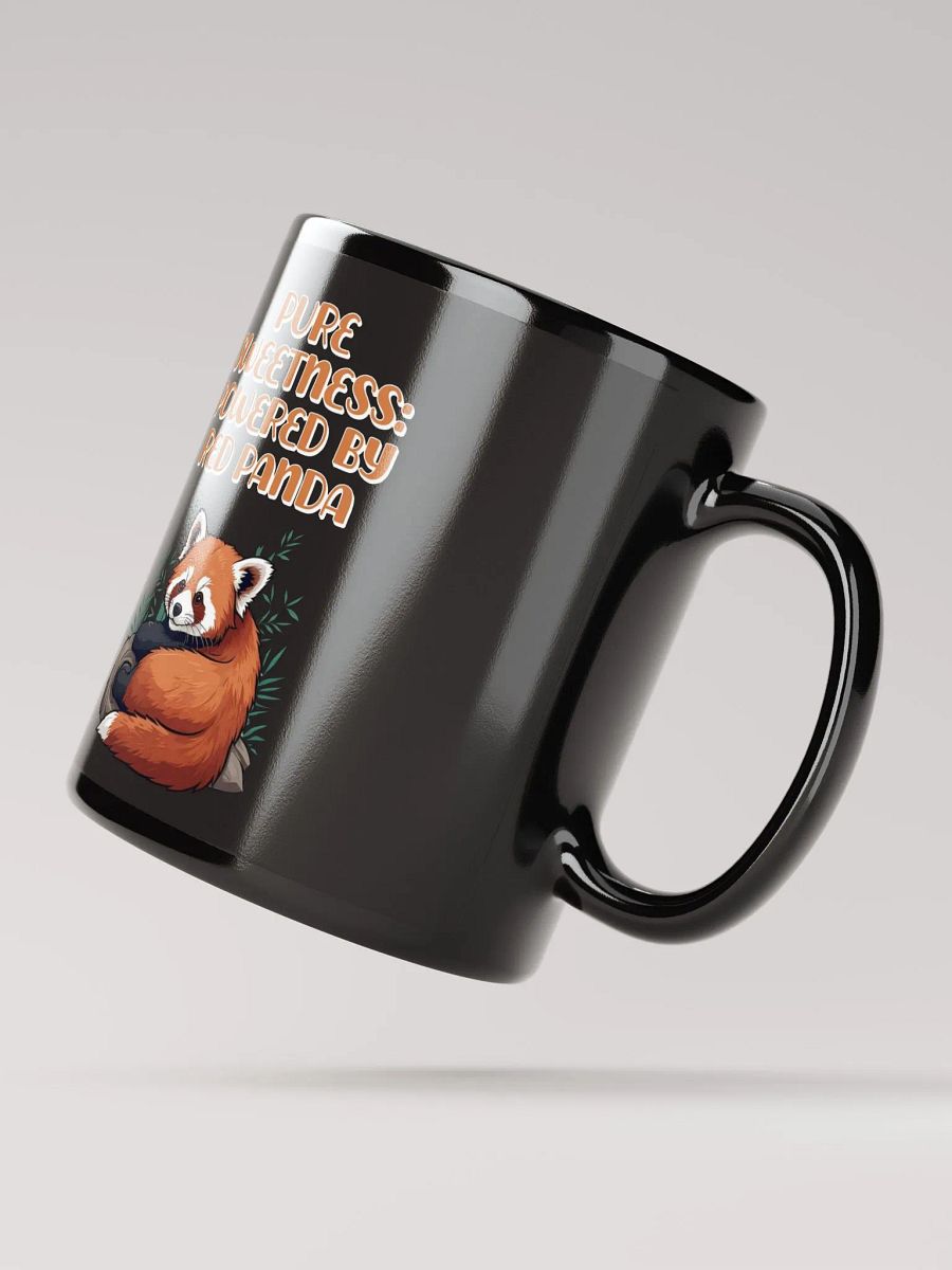 Pure Sweetness: Powered By Red Panda - Cute Animal Design Black Mug product image (4)