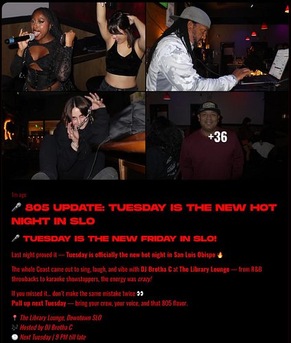 🎤 Tuesdays Are DIFFERENT Now in SLO!
The whole Coast pulled up to The Library Lounge last night — the singing, the energy, th...