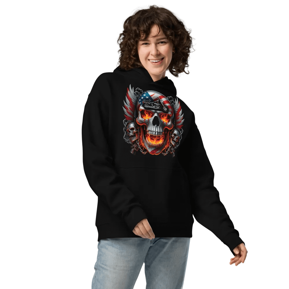 Flaming Skull American Flag Hoodie #29 product image (3)