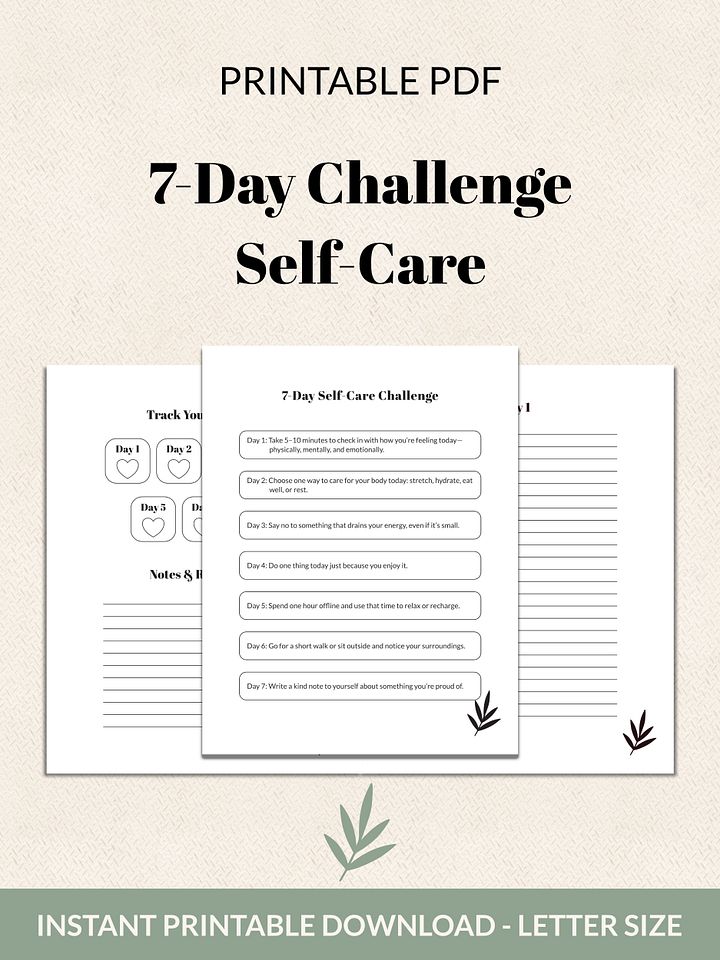 7-Day Self-Care Challenge Printable product image (2)