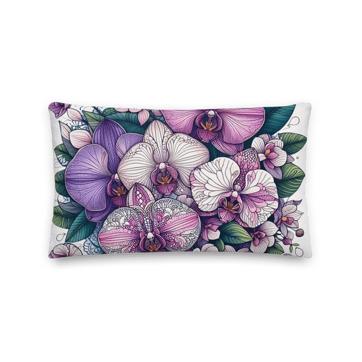 Orchid Dreams All-Over Print Pillow | AI Design flower mandala motif product image (2)