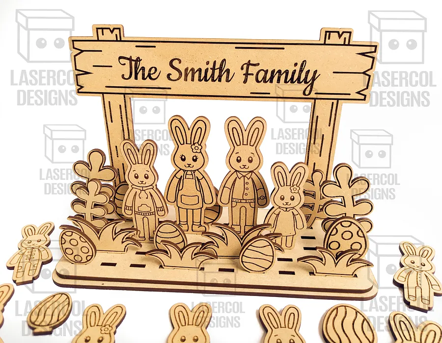 Easter Bunny Family Diorama (15 Different Bunnies) - Laser Cut Files product image (6)
