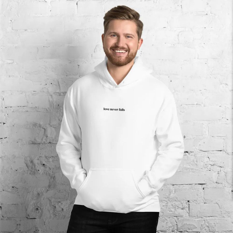 Minimalistic Unisex Love Never Fails Embroided Hoodie (Black Embroided) product image (200)
