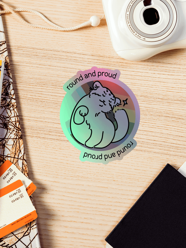 Round and Proud Manul Holo Sticker - Pride Flag Pastels Version product image (4)