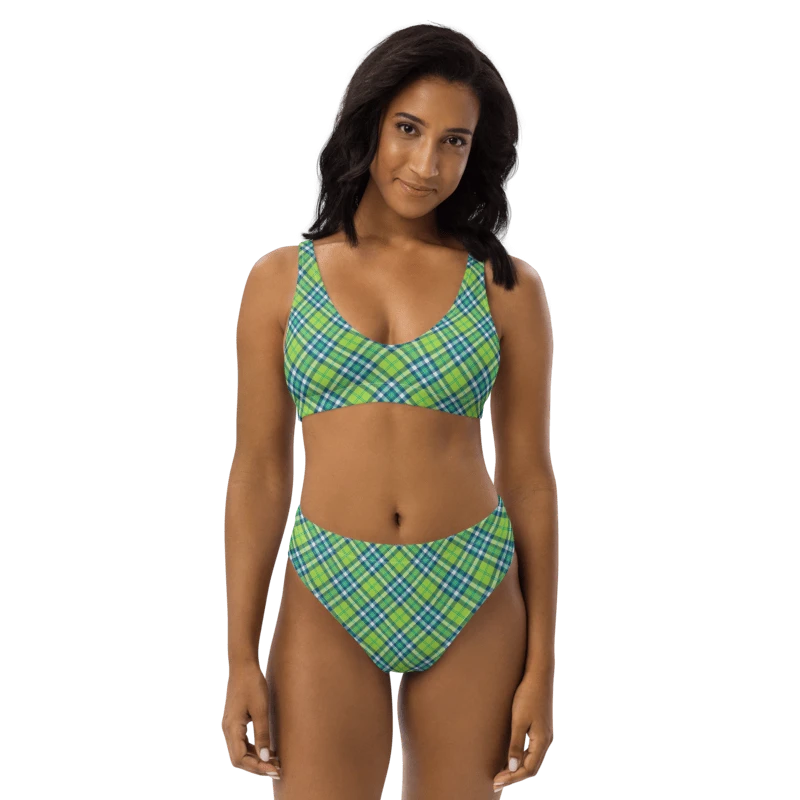 Lime Green and Turquoise Plaid Bikini product image (1)