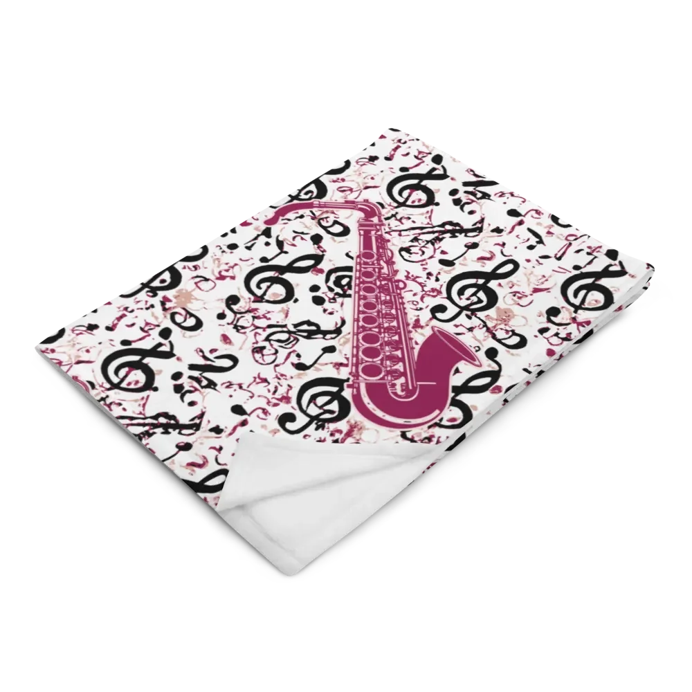 Pink Saxophone Pattern Throw Blanket product image (9)