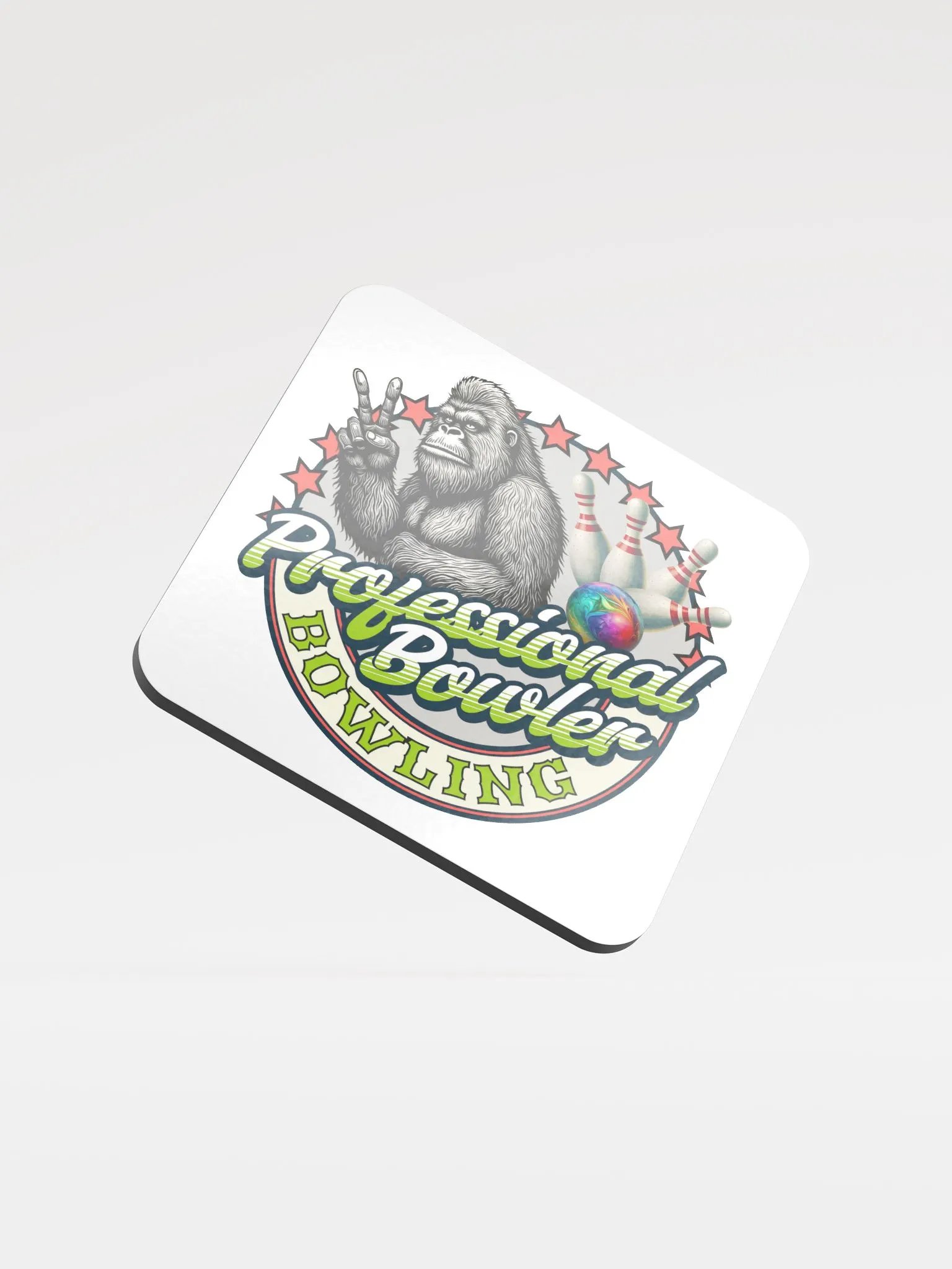 Professional Bowler Sasquatch Bowling Glossed Cork Coaster product image (2)