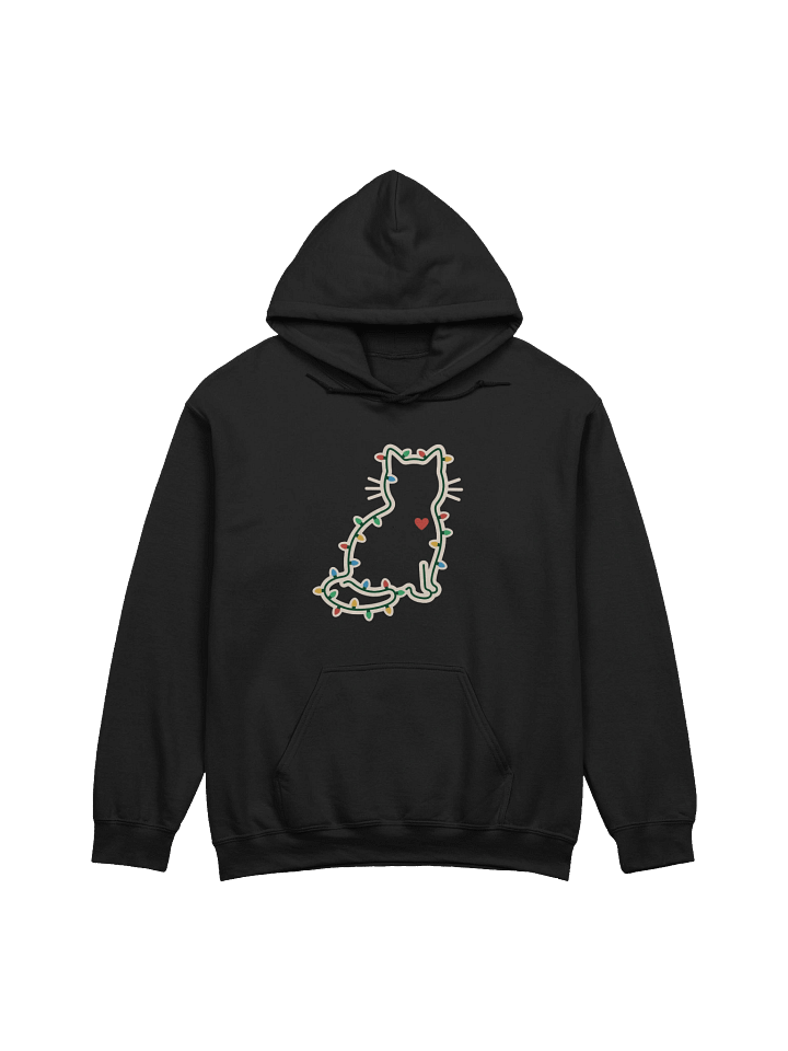 Lights & Whiskers — Minimal Cat Christmas Hoodie product image (1)