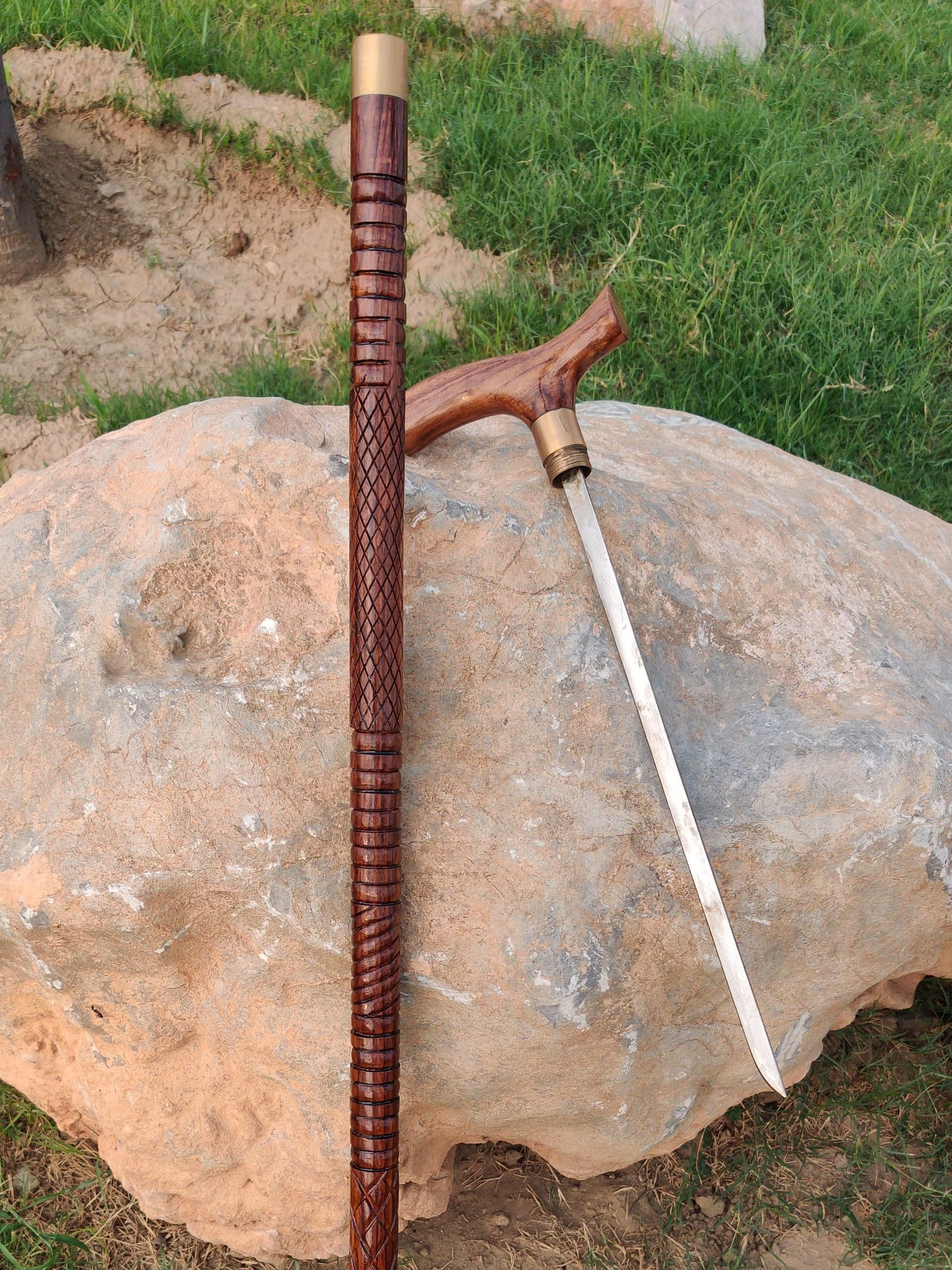 Premium Wooden Walking Stick & cane with Hidden Knife Handle product image (3)