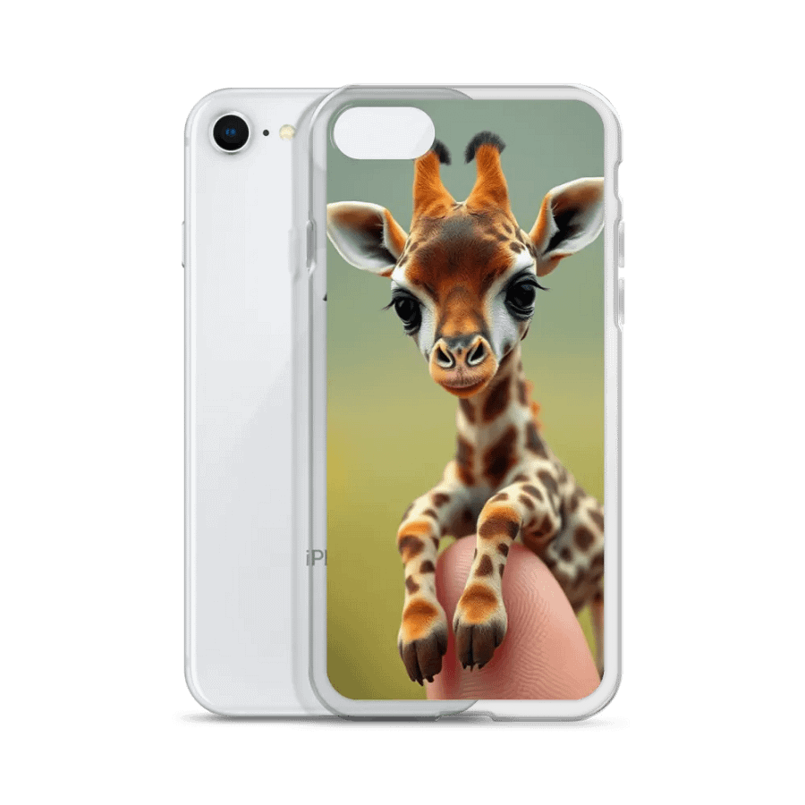 Miniature Giraffe on a Finger Clear iPhone Case product image (51)