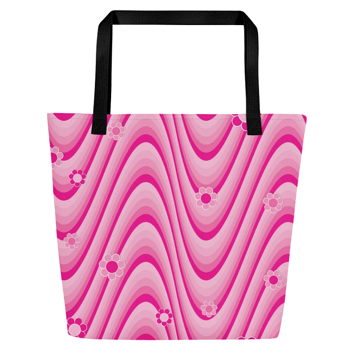 Retro Flowers Pink Wave Tote Bag product image (2)