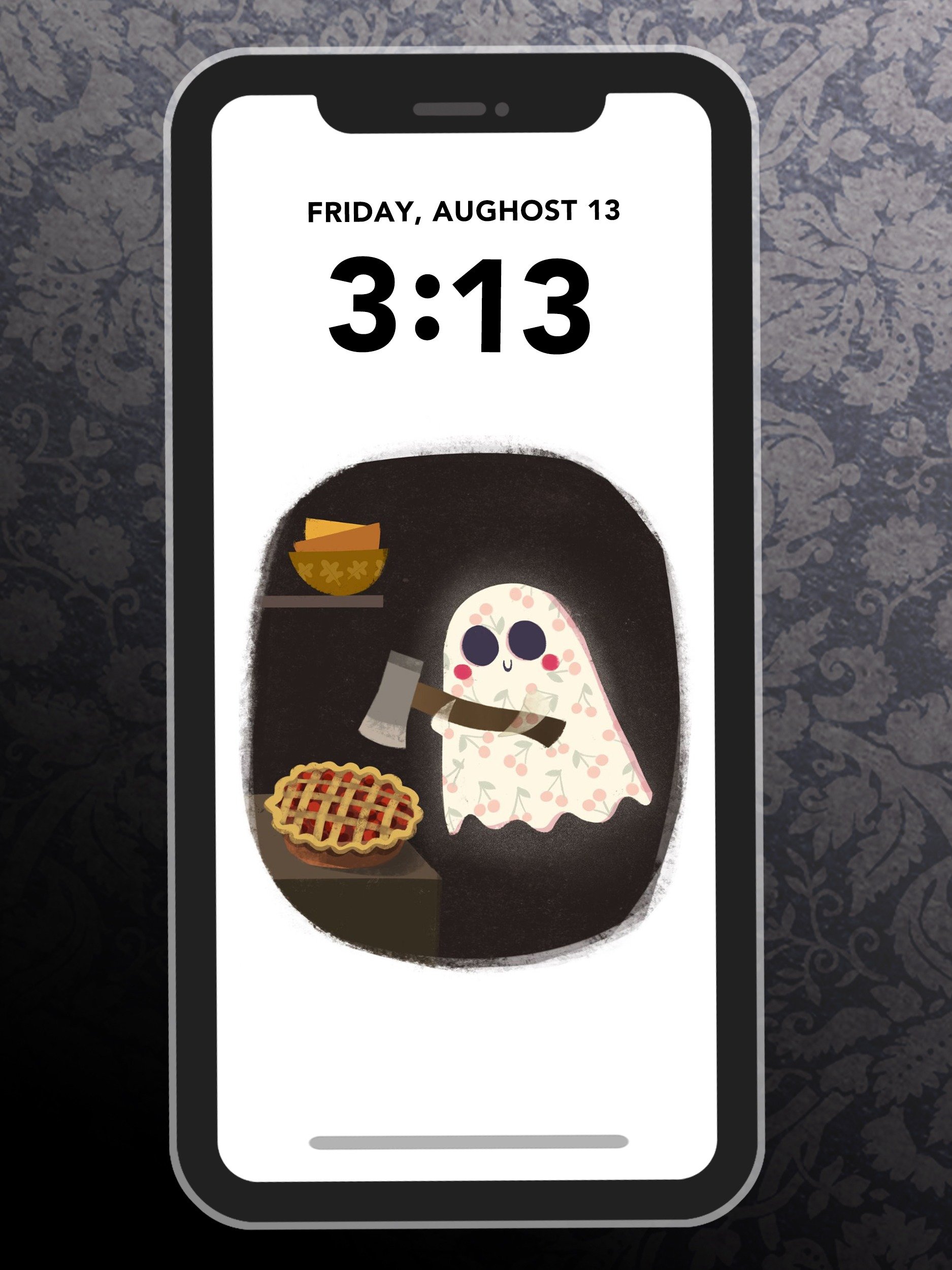 Little Ghost Cherry Pie - Digital Wallpaper for Mobile Phone product image (1)