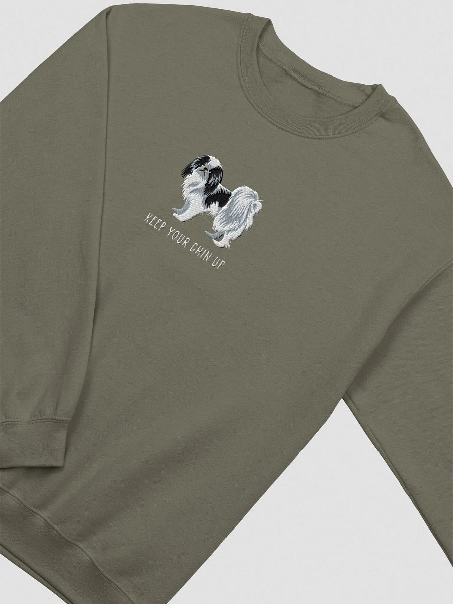 Keep Your Chin Up Sweatshirt (Embroidered) of a Japanese Chin product image (6)