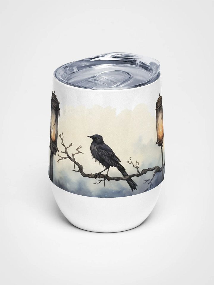Dreamy Wine Tumbler with Lantern and Black Bird product image (1)