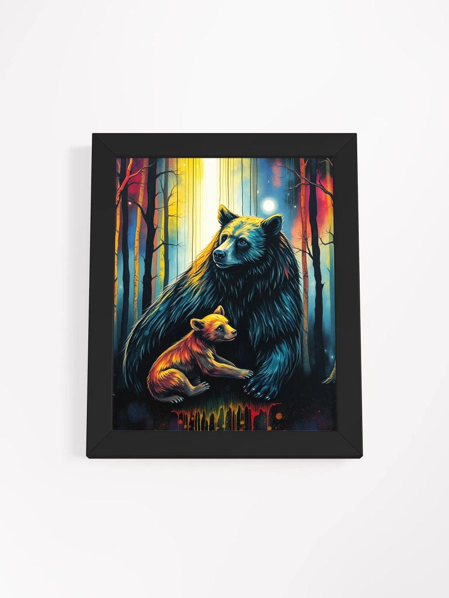Mama and baby bear. Vibrant Ayous Wood Framed Matte Poster product image (1)