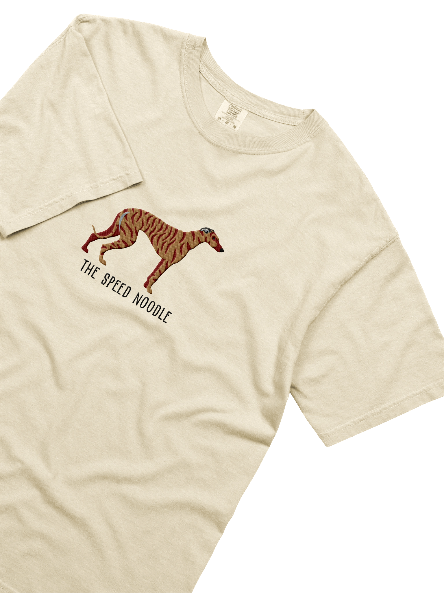 The Speed Noodle T-Shirt(Embroidered) of a Greyhound(Brindle) product image (45)