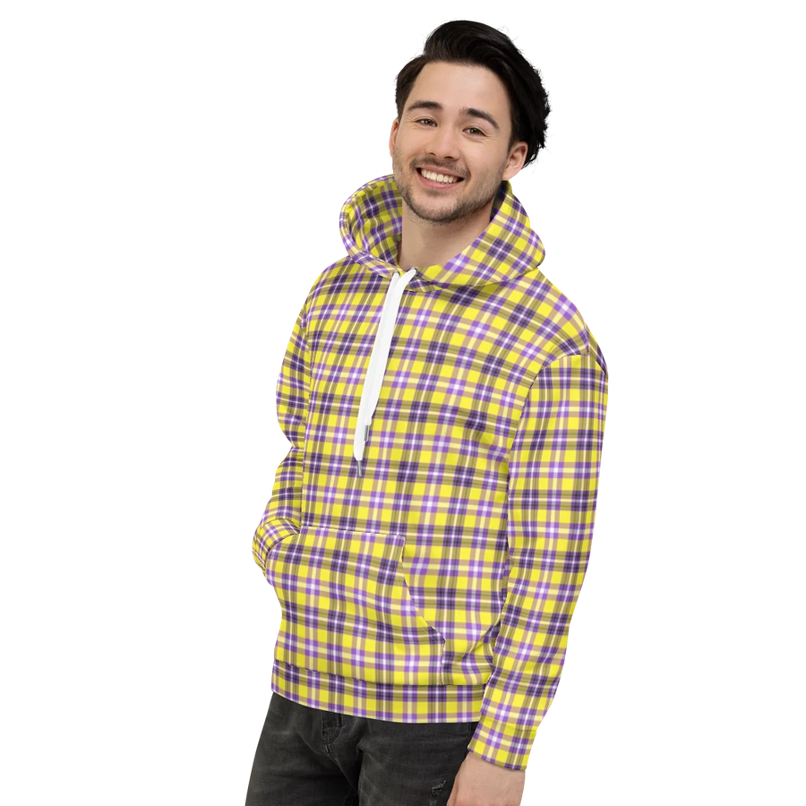 Bright Yellow and Purple Plaid Hoodie product image (4)