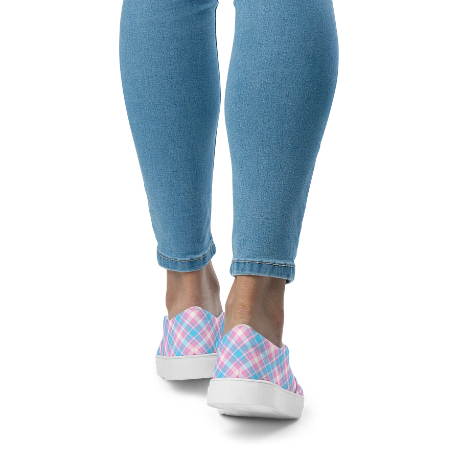 Baby Blue, Pink, and White Plaid Women's Slip-On Shoes product image (9)