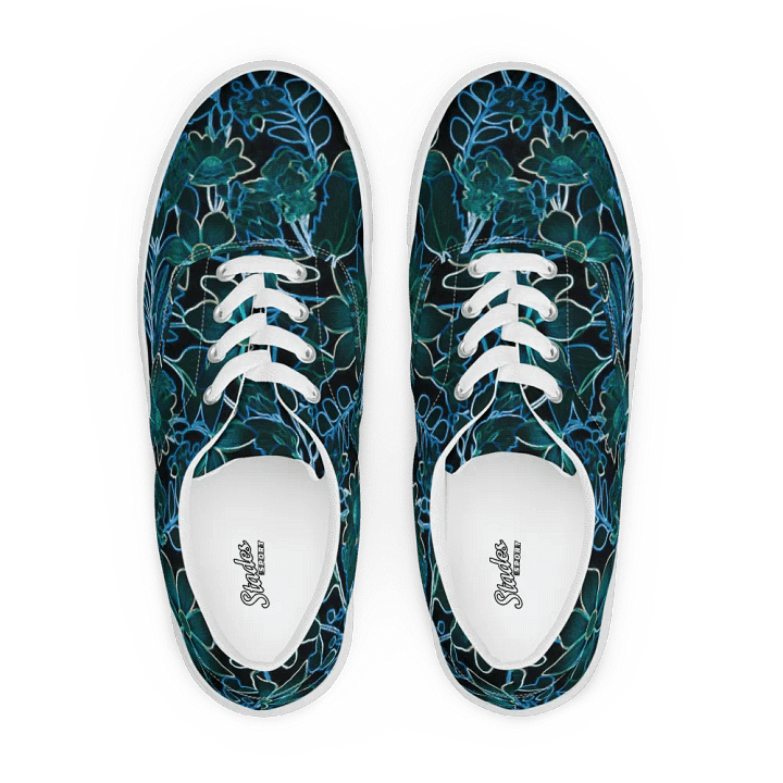 Trippy Floral Teal /Women's Lace-Up Canvas Shoes by Allcolor product image (1)