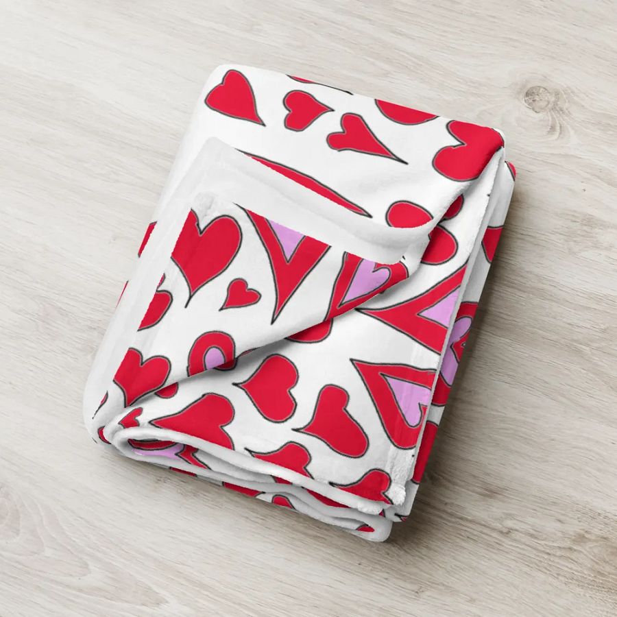 Hearts Drawing Throw Blanket product image (18)